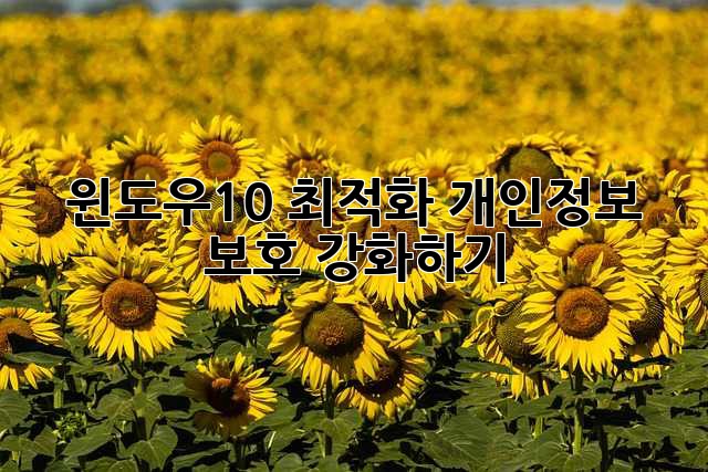 윈도우10 최적화: 개인정보 보호 강화하기