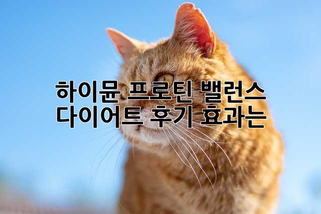 하이뮨 프로틴 밸런스 다이어트 후기: 효과는?