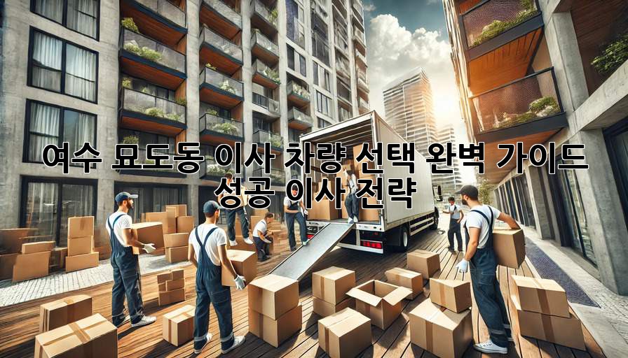 여수 묘도동 이사, 차량 선택 완벽 가이드! 성공 이사 전략