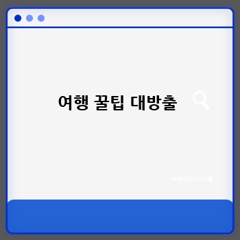  여행 꿀팁 대방출 