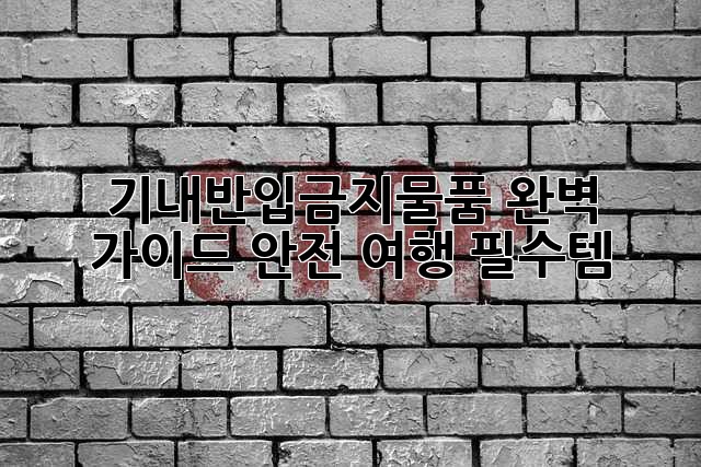 ✈️ 기내반입금지물품 완벽 가이드: 안전 여행 필수템! 🚫